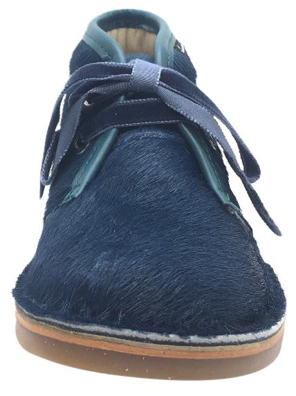 Luccini Girl's & Boy's Blue Pony Hair Lace Up Ankle Chukka Boots with Trim