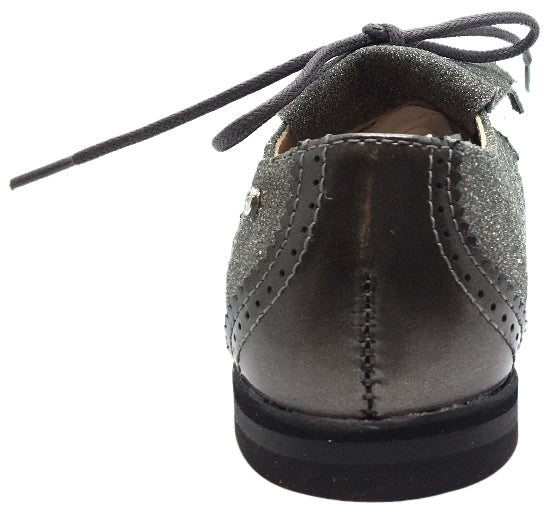 Manuela de Juan Girl's & Boy's Fringe Grey Tri-Color Leather Lace Up Oxford Shoes