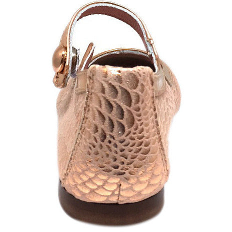 Papanatas by Eli Girl's Pink Snake Print Mary Janes Button Flats - Just Shoes for Kids
 - 5