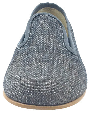 Luccini Grey Linen with Matching Leather Trim Smoking Loafer