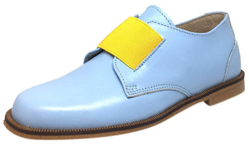 Luccini Girl's & Boy's Baby Blue Leather Thick Elastic Strap Slip On Oxford Loafers