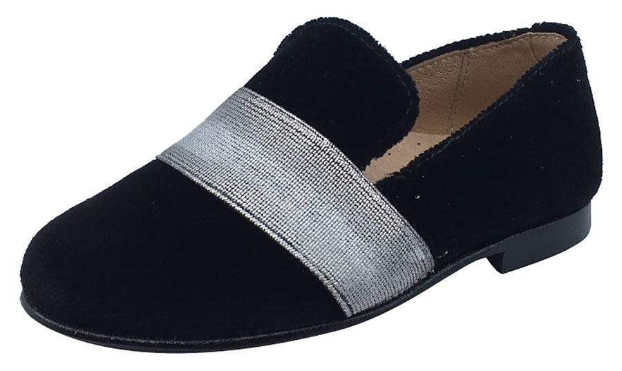 Hoo Shoes Smoking Loafer Black with Silver Band