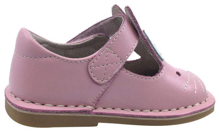 Livie & Luca Girl's Molly Bunny Ear Soft Pink Shimmer Smooth Leather Mary Jane Flat Shoes