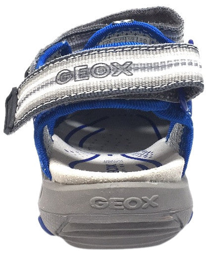 Geox Boy's Kyle Royal Blue & Grey Single Hook and Loop Strap Bumper Toe Sandal