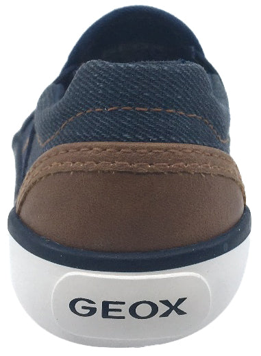 Geox Boy's and Girl's Kilwi Denim and Brown Canvas Slip-On Sneaker