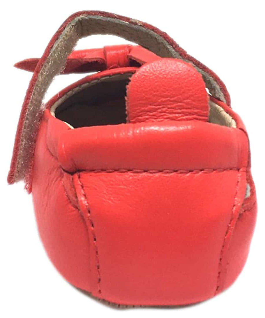 Old Soles Girl's Bright Red Leather Gab Bow Hook and Loop Mary Jane Crib Walker Baby Shoe