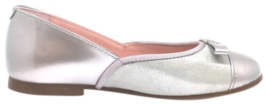 Chupetin 9371 Silver Shimmer Sparkle Patent Leather Slip On Ballerina Ballet Flats