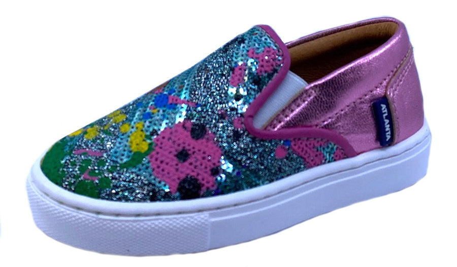 Atlanta Mocassin Girl's Splatter-Paint Slip-On Sneaker