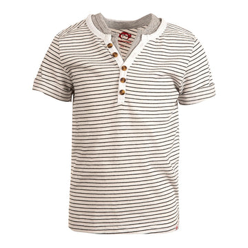 Appaman Hilltop Henley Black & White Stripe Short Sleeve Shirt