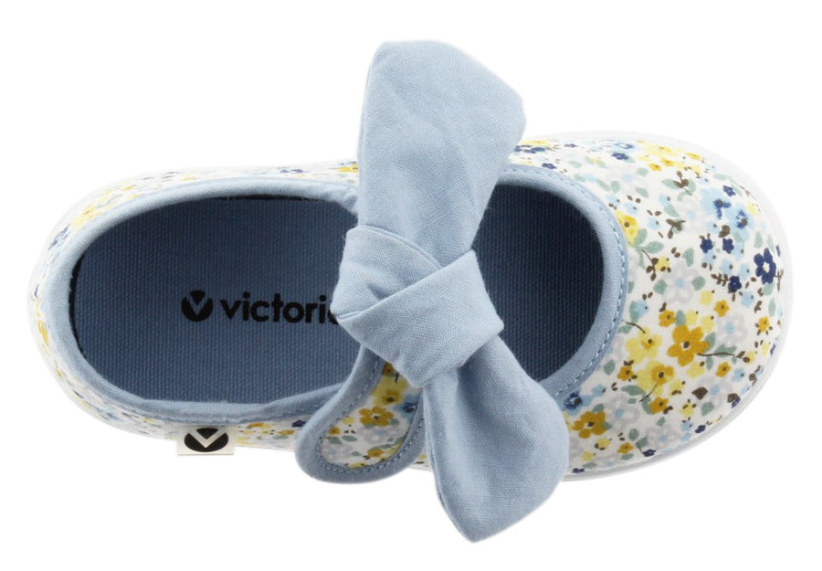 Victoria Girl's Floral Bow Mary Jane, Azul