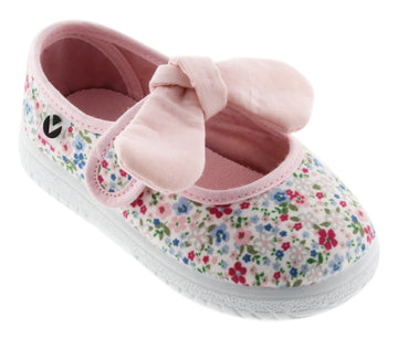 Victoria Girl's Floral Bow Mary Jane, Rosa