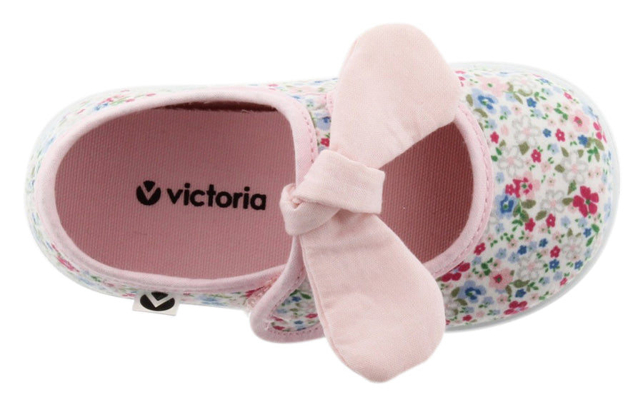 Victoria Girl's Floral Bow Mary Jane, Rosa
