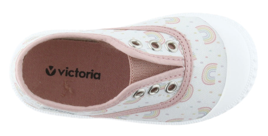 Victoria Girl's Rainbow Slip-On Canvas Sneakers, Nude